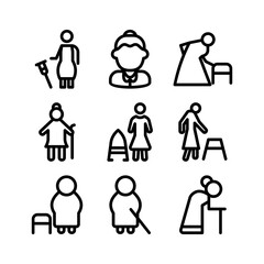 old woman citizen icon or logo isolated sign symbol vector illustration - high quality black style vector icons
