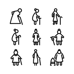 old woman citizen icon or logo isolated sign symbol vector illustration - high quality black style vector icons
