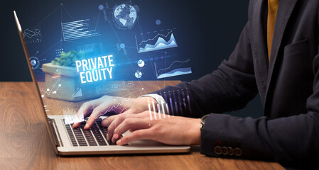 Businessman working on laptop, business concept