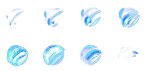 青いボールのような波動のエフェクト素材,透過PNG