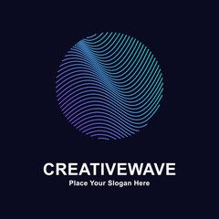 Abstract line wave circle logo vector template. Suitable for business, technology, line logotype, abstract wave and nature 