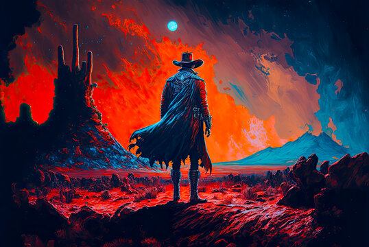 Science Fiction Space Western, Old West. Generative AI