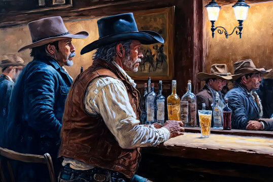 In a saloon, Old West. Generative AI