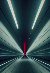 Poster de jardin Tunnel Neon Dreamscape. A Hypnotic Flight through a Colorful Futuristic Tunnel. Generative AI  © Professional Art