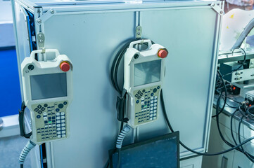 panel of auto robot machine of electronics industrial.