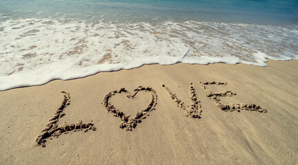 Love write in the sand