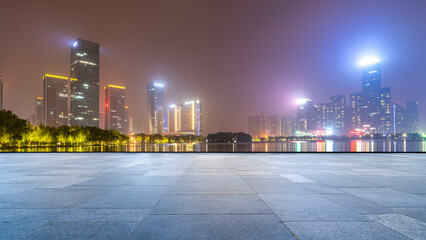 The roads and financial district buildings