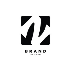 negative space letter N or Z logo design for your brand or business