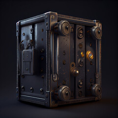A high security Locked metal safe. Generative AI