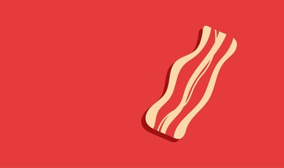 Fresh red bacon flat design background