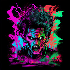 Retro meets the undead in this eye-catching design. Perfect for fans of synthwave, retrowave, and zombies