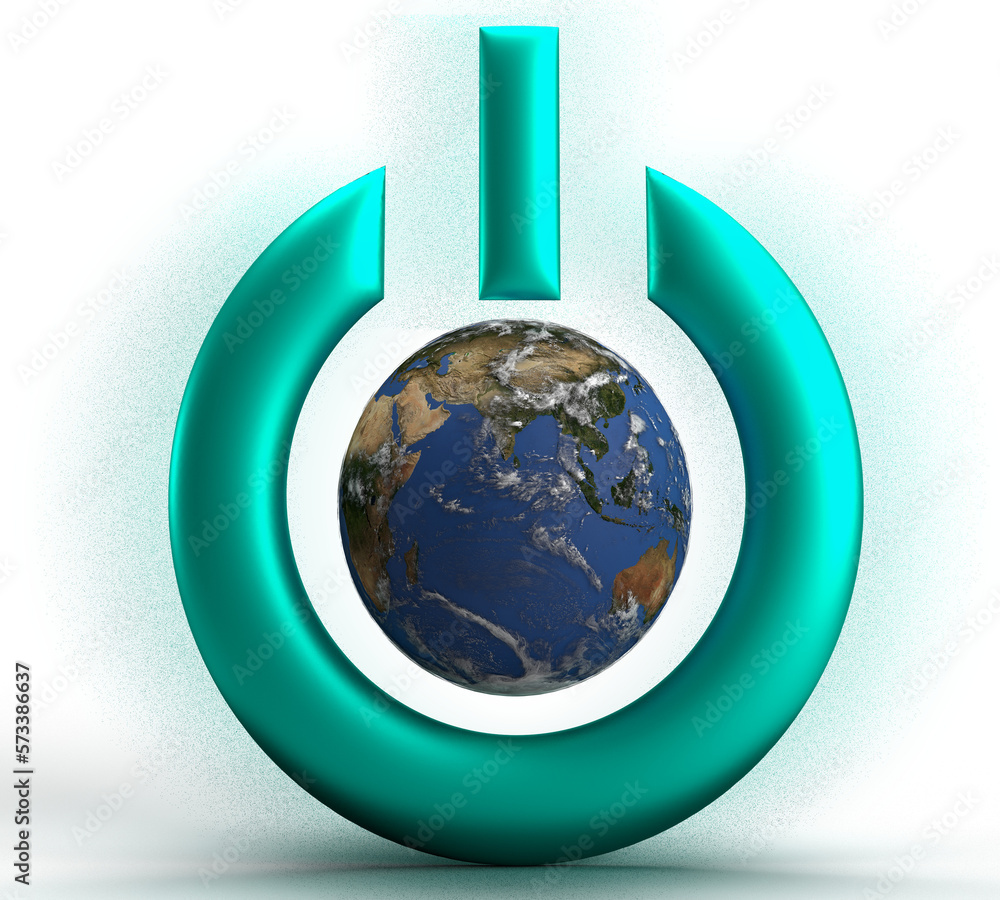Poster push button control green blue gradient element earth world planet global map icon symbol decoration