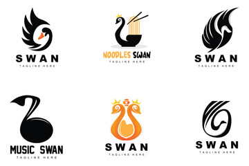 Swan Logo Design, Duck Animal Illustration, Company Brand Template Vector