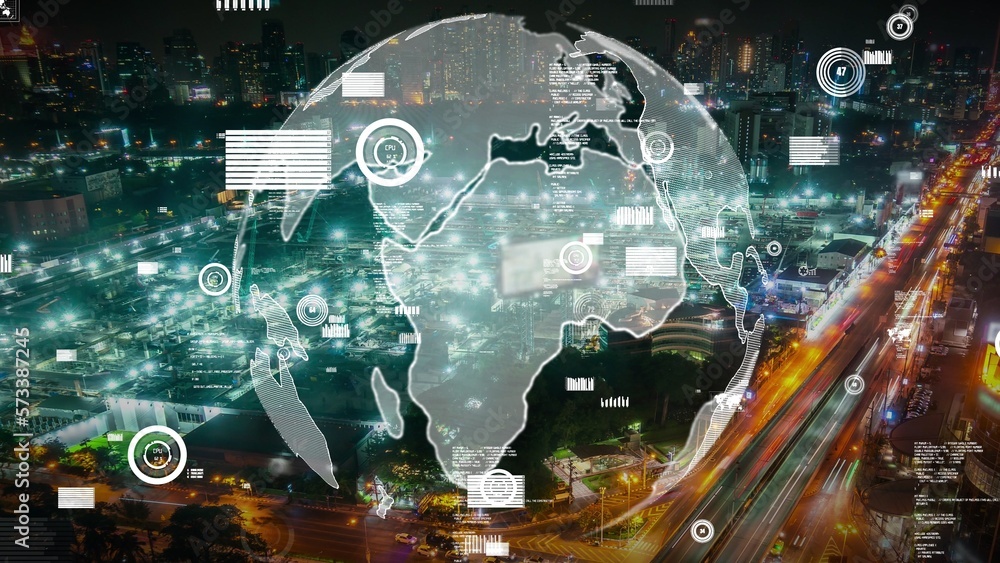 Poster global connection and the internet network alteration in smart city . concept of future wireless dig