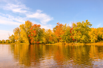 Beautiful Autumn scenery at Petrie Isalnd Ottawa river