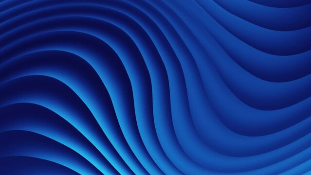 Blue gradient curve waves flowing. Abstract 3d background. Seamless looping