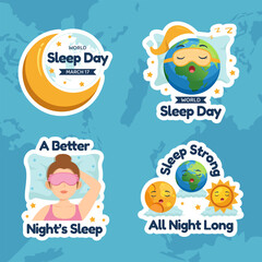 Happy Sleep Day Label Flat Cartoon Hand Drawn Templates Background Illustration