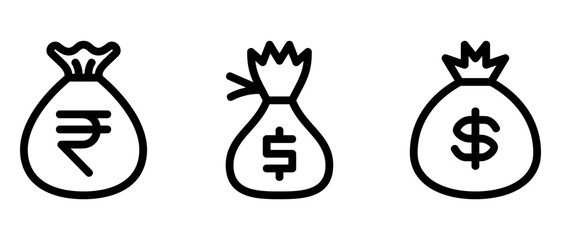 money bag icon or logo isolated sign symbol vector illustration - high quality black style vector icons
