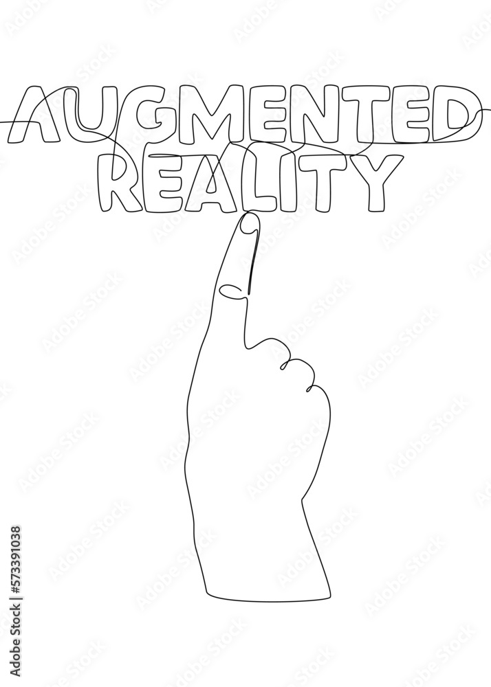 Aufkleber one continuous line of hand with augmented reality word. thin line illustration vector concept. cont