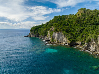 Fototapeta premium Rocky coast of a tropical island. Apo Island. Negros, Philippines.
