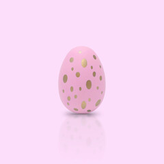 Happy Easter. Beautiful pink egg with different pattern on pink background.