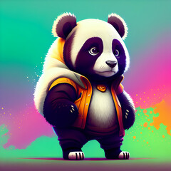 Colorful Panda artwork, cute panda colorful, colorful abstract artwork. Generative AI