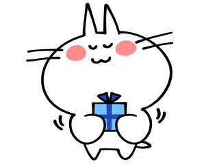 ホワイトデーにプレゼントを渡すにゃんこイラスト素材