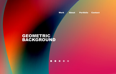 Landing page abstract liquid background. Flowing shapes, round design and circle. Web page for website or mobile app wallpaper