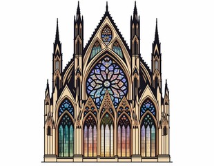 church of the holy sepulchre with spires and  windows made with generative ai, vector style, flat, illustration, cartoon, line