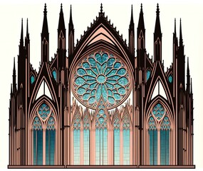 cathedral of saint with intricate spires and stained glass windows made with generative ai, vector style, flat, illustration, cartoon, line