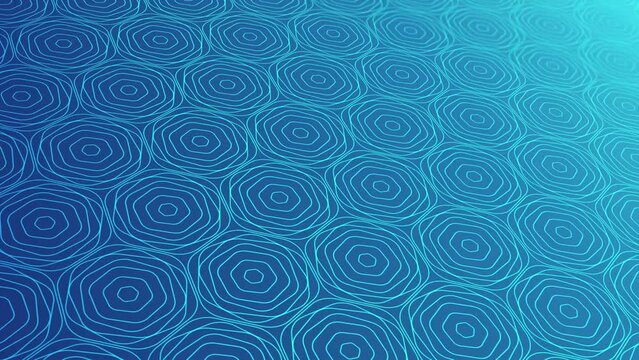 Animated abstract pattern with geometric elements in the shape of a rose. blue gradient background