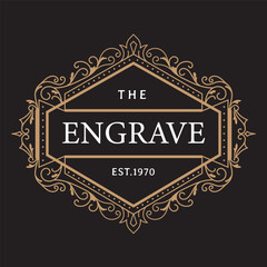 vintage line art engrave Label design retro vector illustration