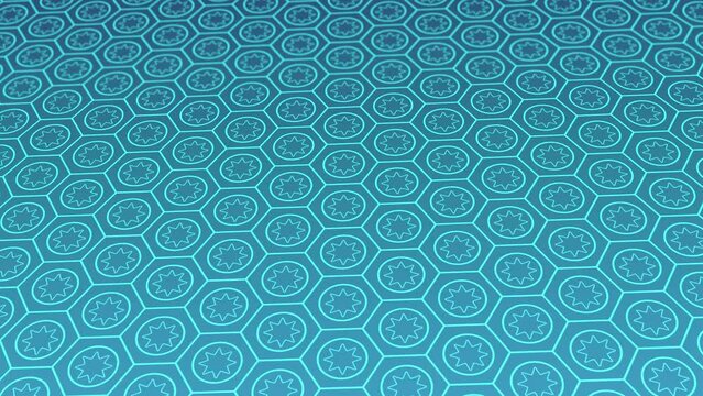 animated abstract pattern with geometric elements in blue tones gradient background