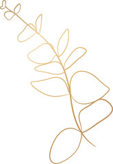 Wedding leaf branch gold line art