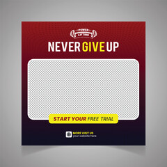 Gym & Fitness Social Media Post Template Design