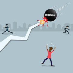 The inflation contributes to the decline in the value of money - vector