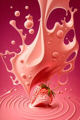 pink strawberry milkshake splash made with generative ai
