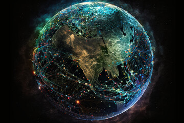 Earth surrounded by networks. Generative AI
