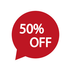 message 50 percent off. Sale off banner. Vector illustration.