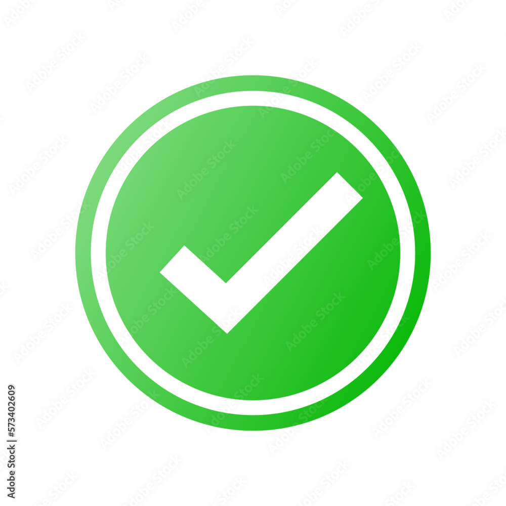 Poster round checkmark icon with green gradient. vector.