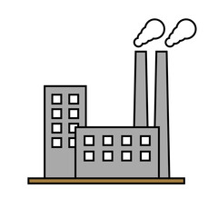 Factory area icon. Air pollution. Vector.