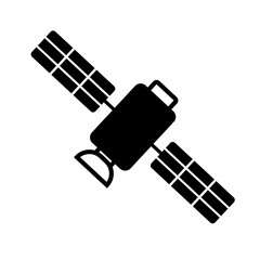 Space satellite silhouette icon. Artificial satellite. Vector.