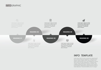 Obraz premium template business infographic template Modern 5 step timeline diagram, presentation infographic vector. 