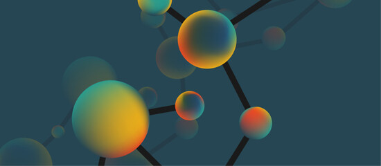 Line points connections geometric landing page background. Fluid circles and spheres with liquid gradients. Vector Illustration For Wallpaper, Banner, Background, Card, Book Illustration, landing page