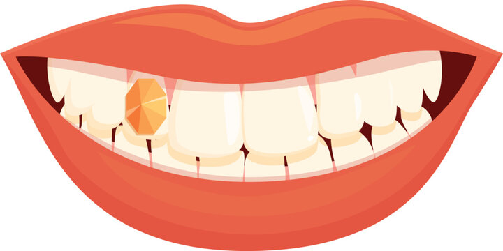 Oral gemstone icon cartoon vector. Teeth care. Diamond dent