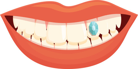 Oral gem icon cartoon vector. Dental care. Crystal implant