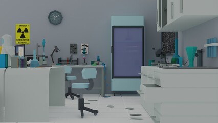 Interior of laboratory research 3d render concept