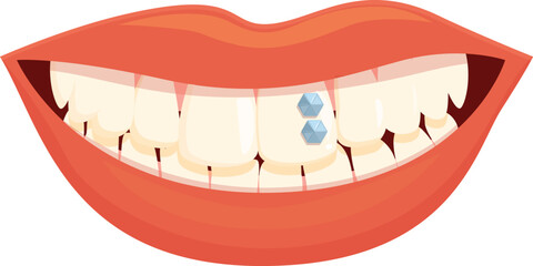 Diamond tooth gem icon cartoon vector. Teeth care. Clean crystal