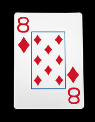 Eight of diamonds card with clipping path