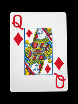 Queen Of Diamonds Card With Clipping Path